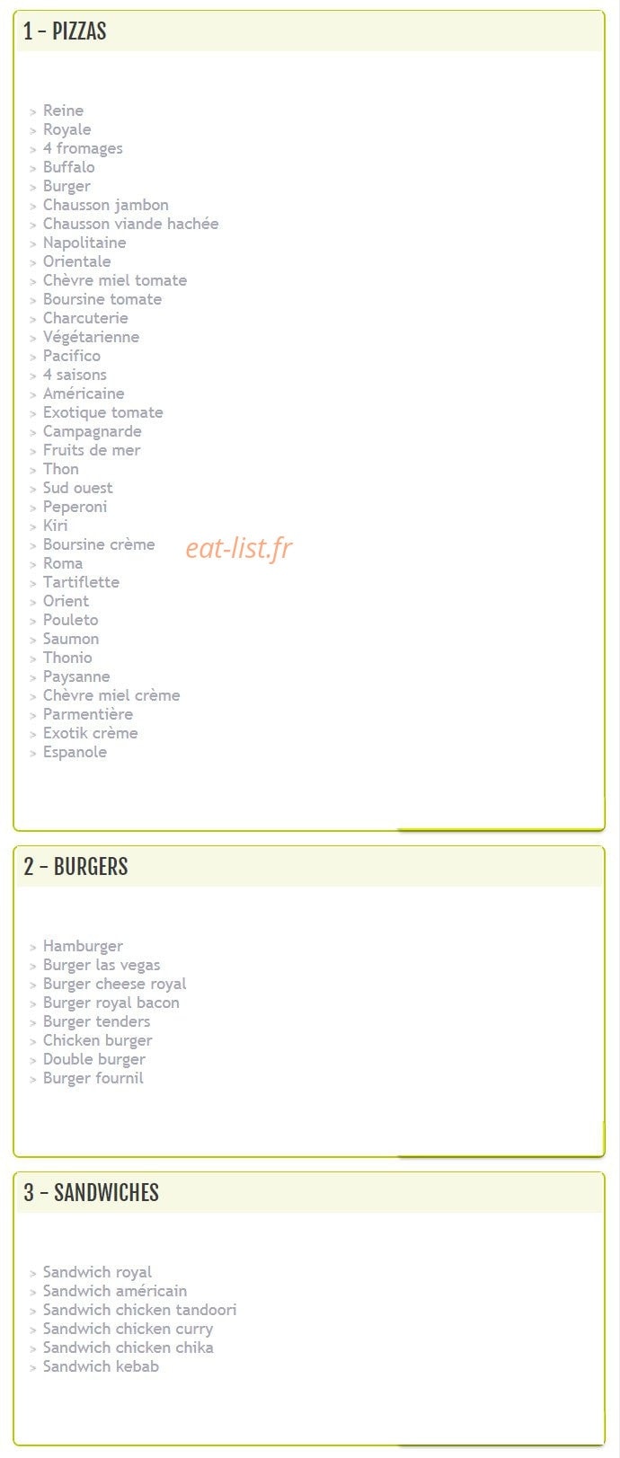 Le Fournil Chez Anis — carte page 1