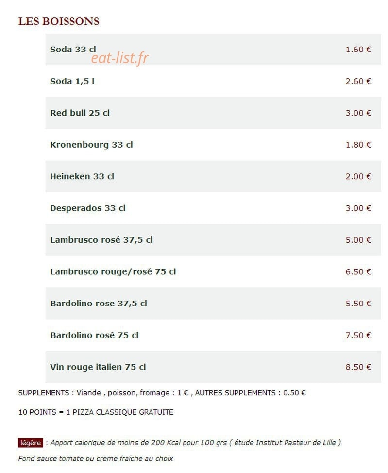 Le Kiosque à Pizzas — carte page 4