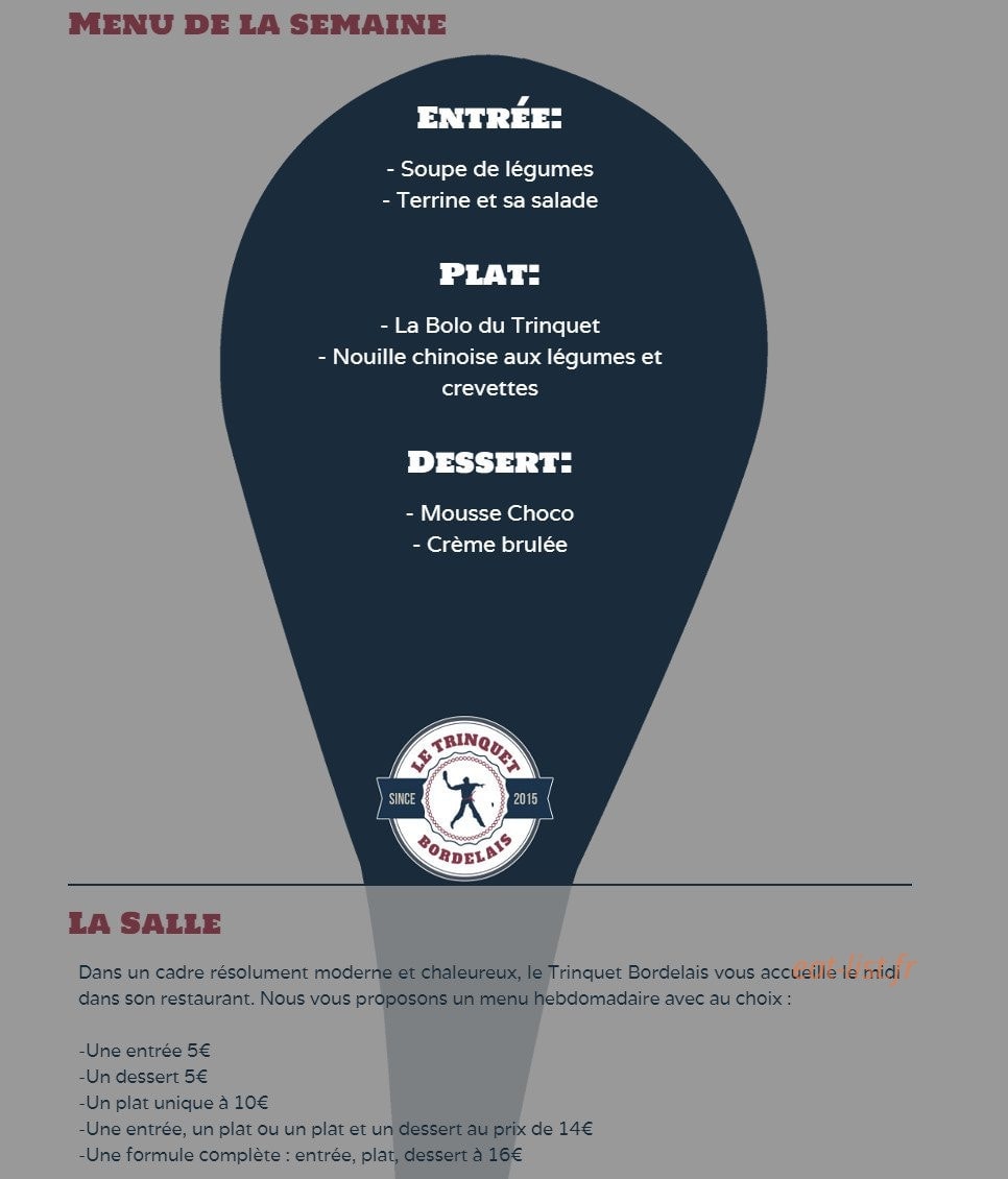 Le Trinquet Bordelais — carte page 1