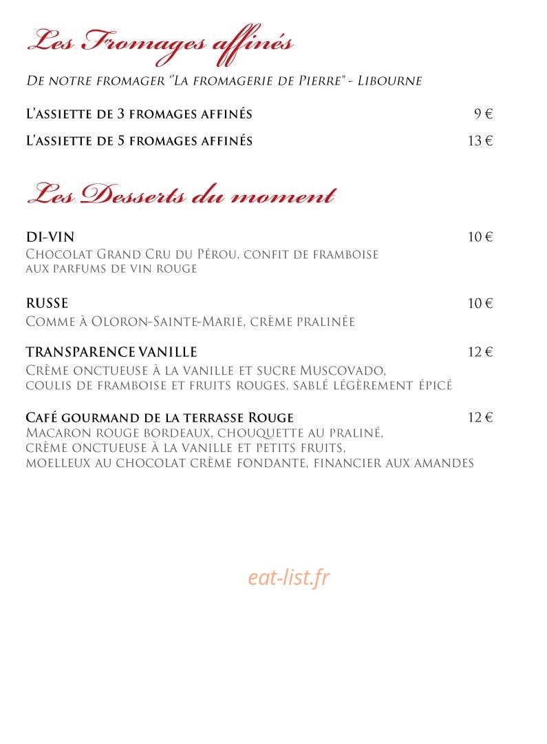 La Terrasse Rouge — carte page 4