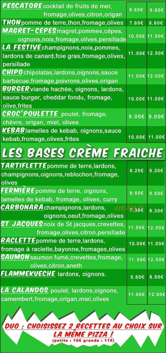 Croc Pizzas — carte page 2