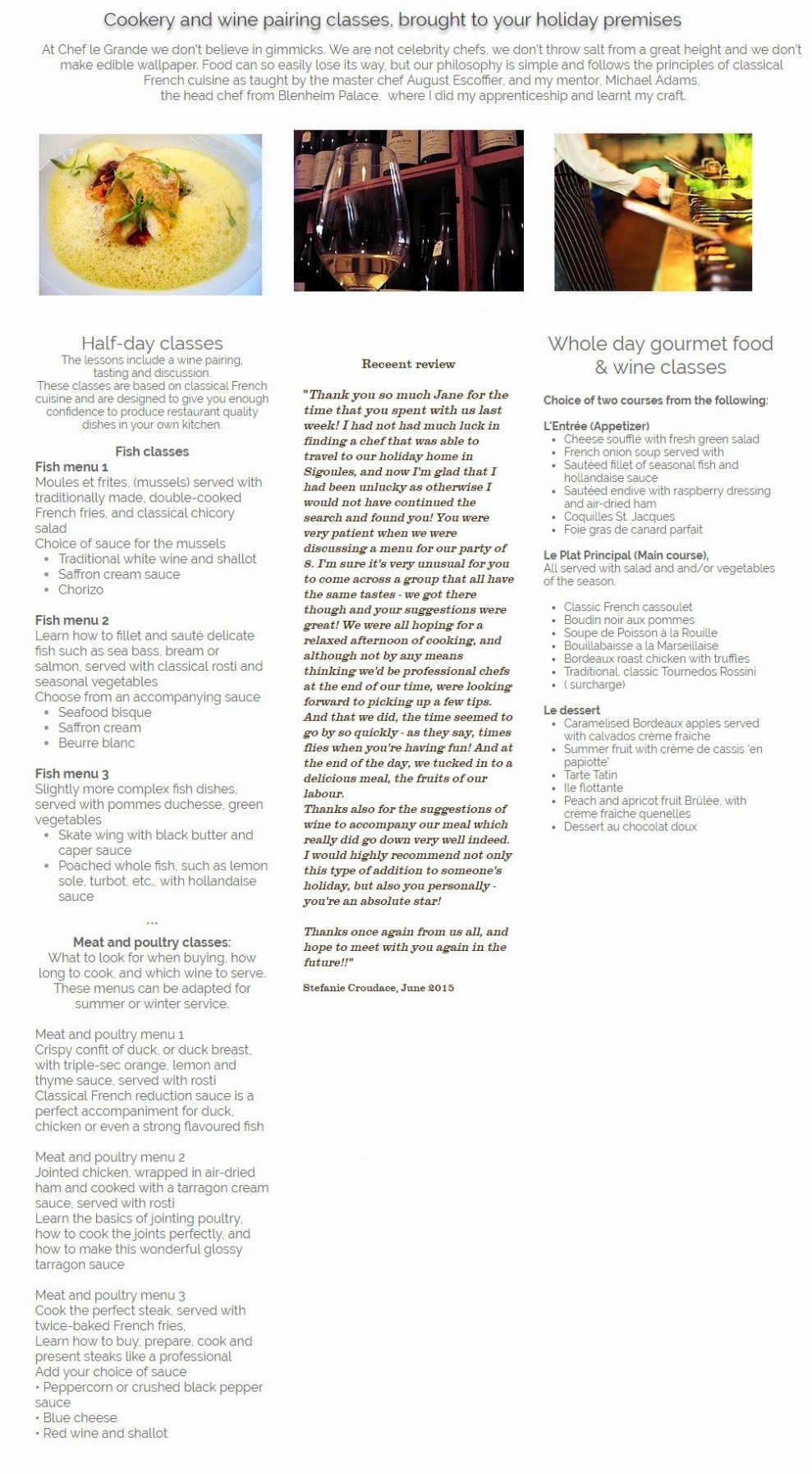 Chef le grande — carte page 1