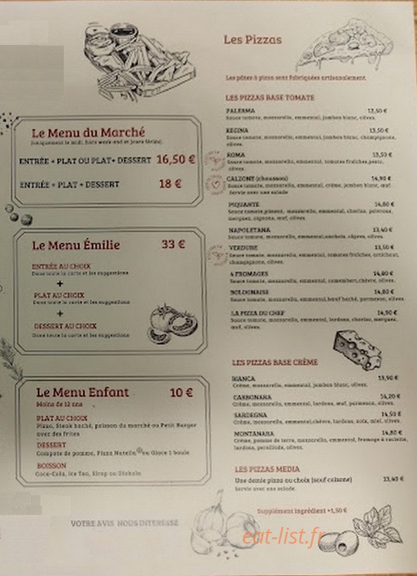 Le bistrot Emilie — carte page 2
