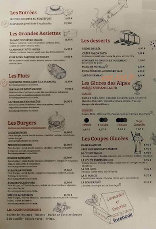 Le bistrot Emilie — carte page 1