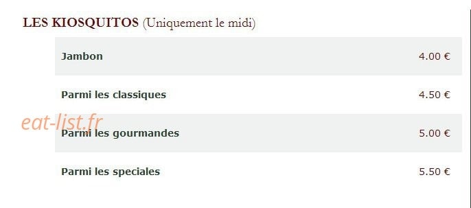 Le Kiosque à Pizzas — carte page 4