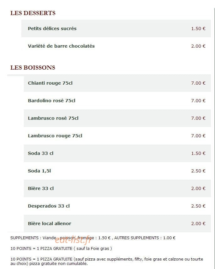 Le Kiosque à Pizzas — carte page 5