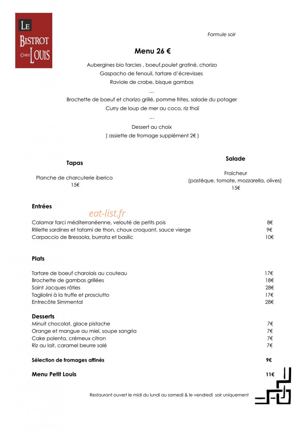 Le Bistrot chez Louis — carte page 2