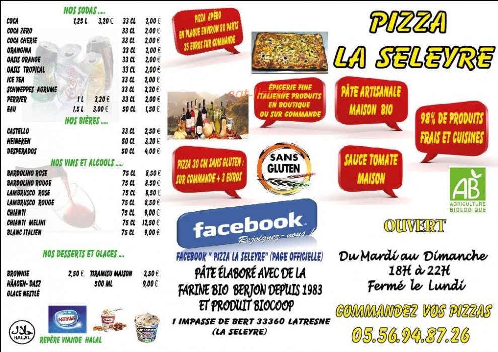 Pizza la seleyre — carte page 1