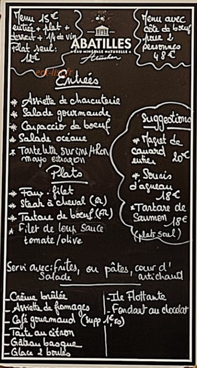 Bistrot de la Pimpine — carte page 1