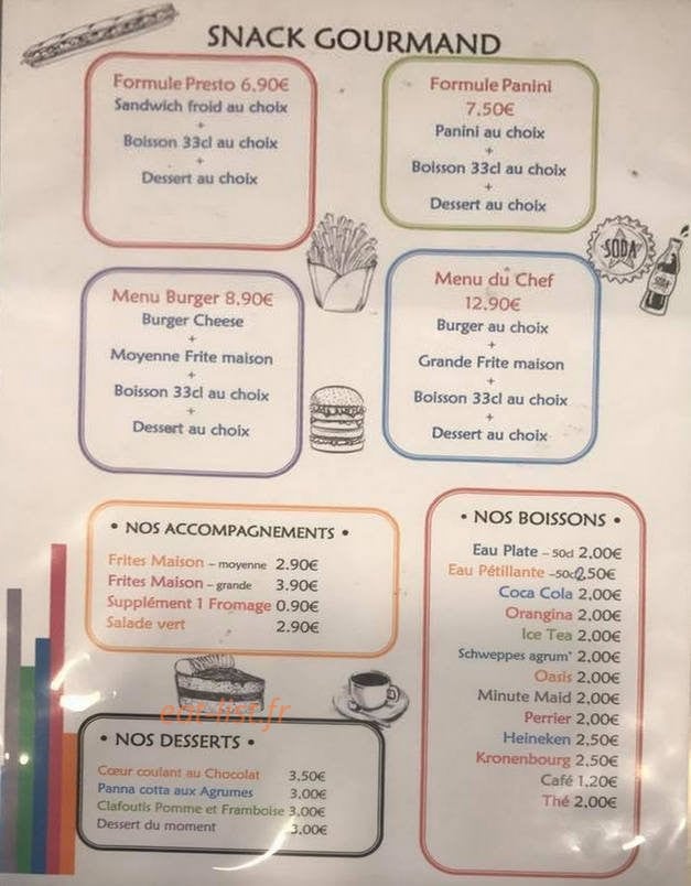 Snack gourmand — carte page 1