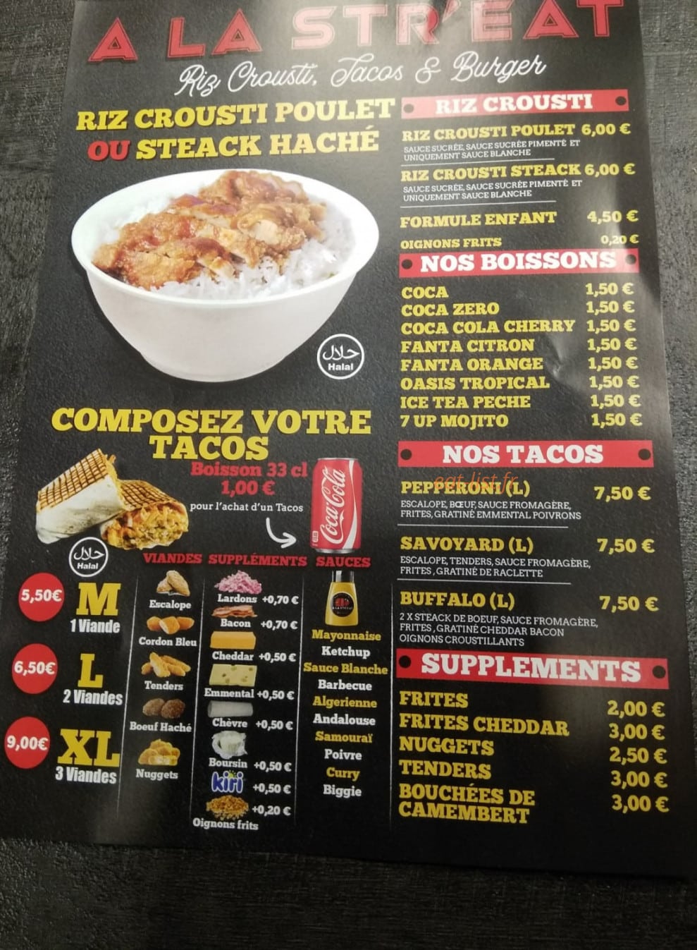 A La Str'eat — carte page 2