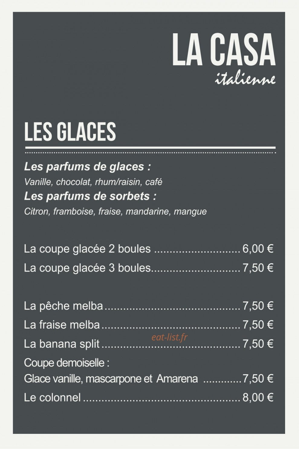 La Casa Italienne — carte page 3