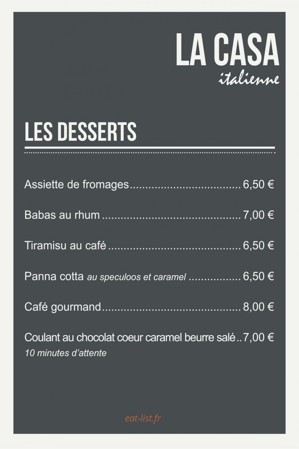 La Casa Italienne — carte page 4