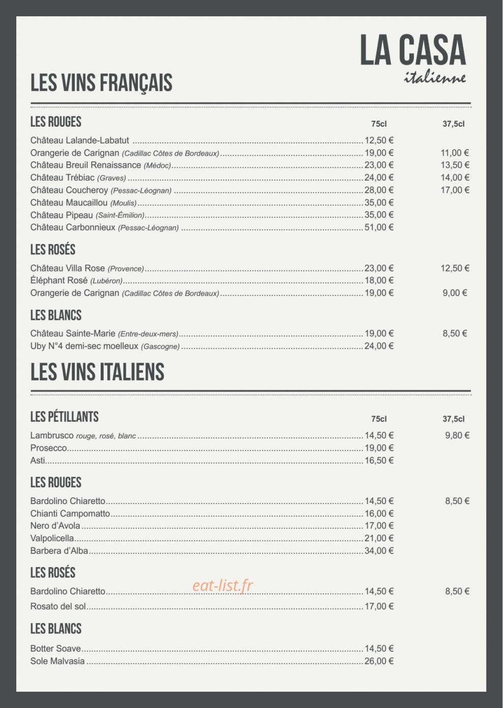 La Casa Italienne — carte page 5
