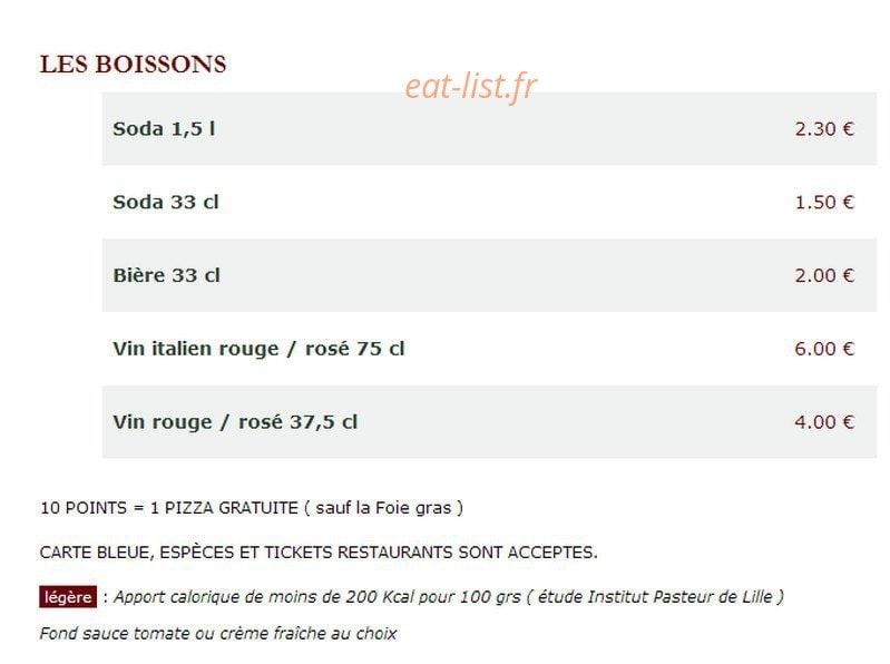 Le Kiosque à Pizzas — carte page 5