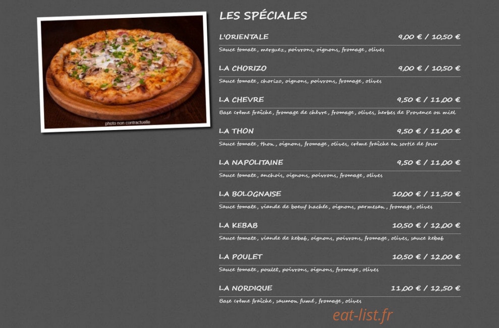 Détour Pizza — carte page 2