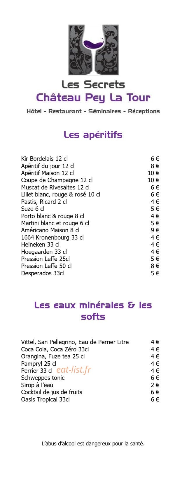 Les Secrets Château Pey La Tour — carte page 6