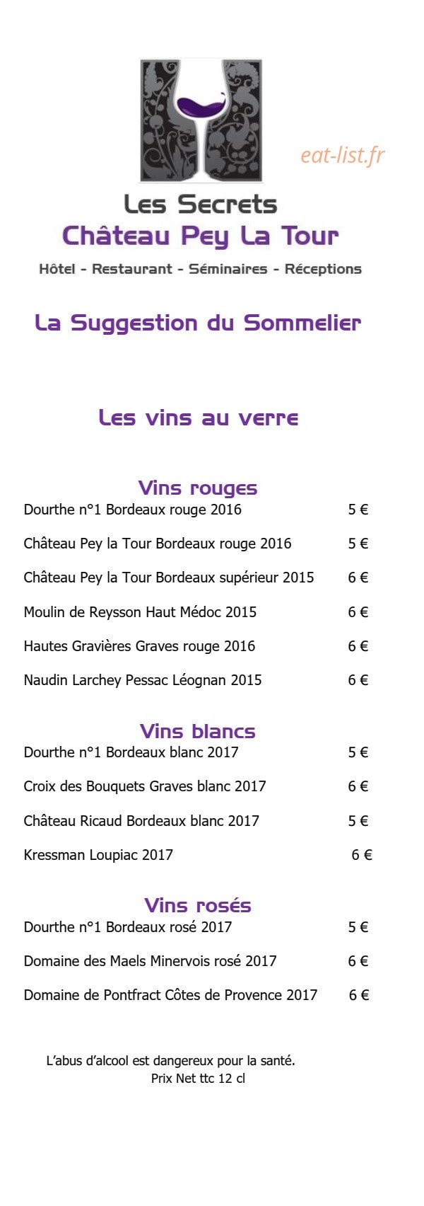 Les Secrets Château Pey La Tour — carte page 7