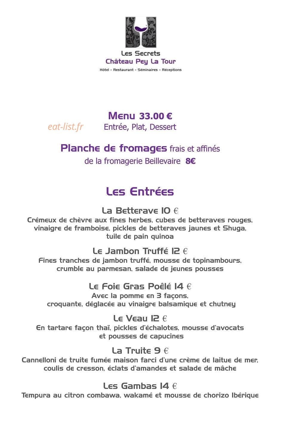 Les Secrets Château Pey La Tour — carte page 3