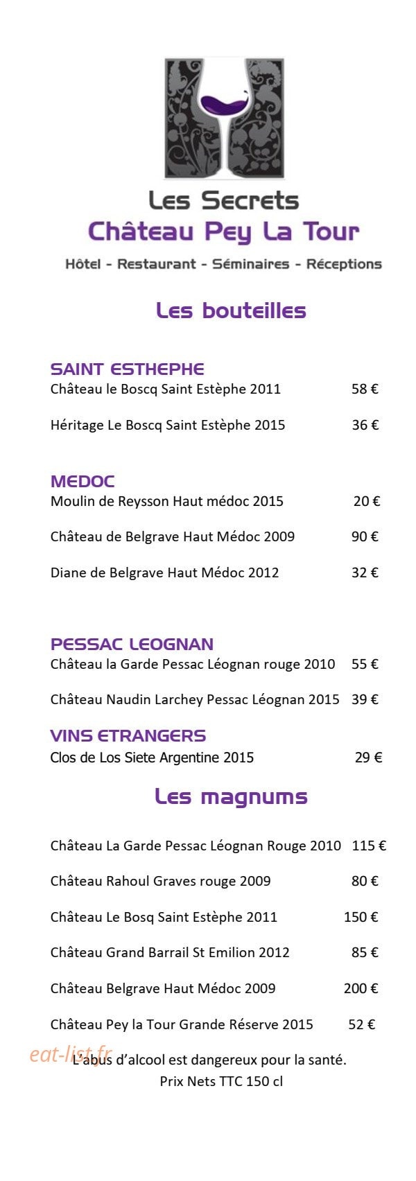 Les Secrets Château Pey La Tour — carte page 10