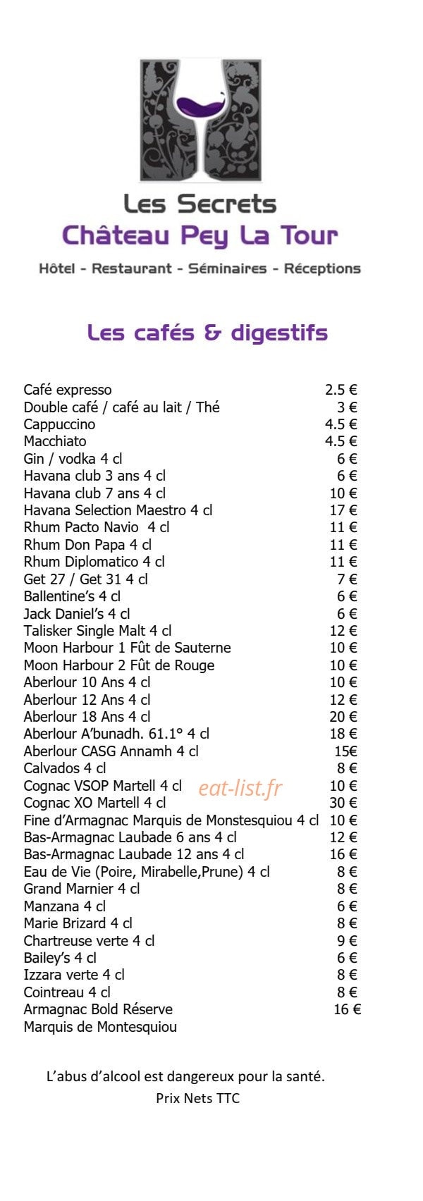 Les Secrets Château Pey La Tour — carte page 11