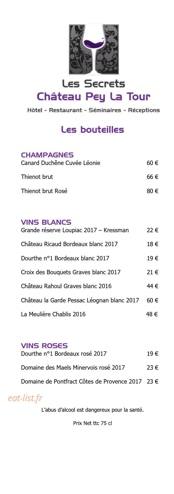 Les Secrets Château Pey La Tour — carte page 8