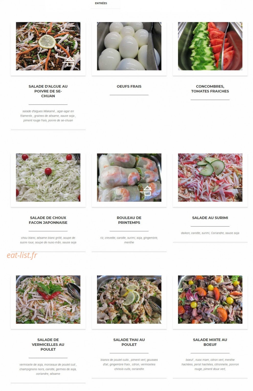 Asie Gourmande — carte page 1