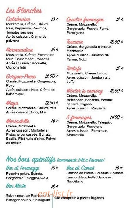 Le comptoir à pizzas — carte page 2