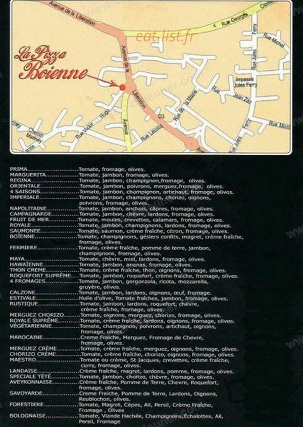 Pizza Boïenne — carte page 2