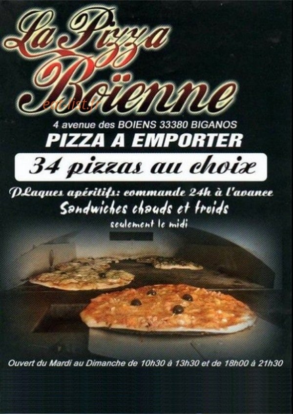 Pizza Boïenne — carte page 1