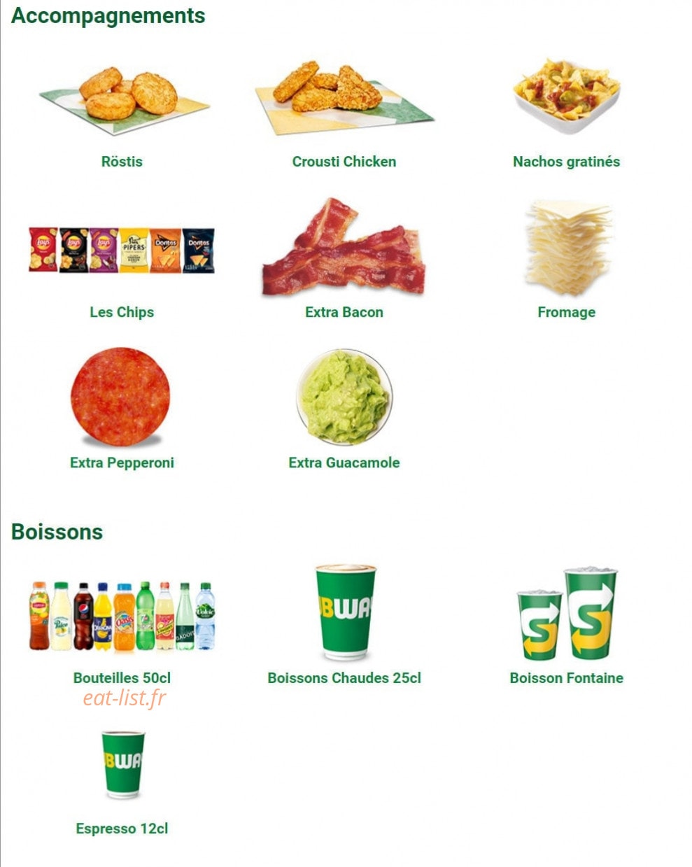 Subway — carte page 6