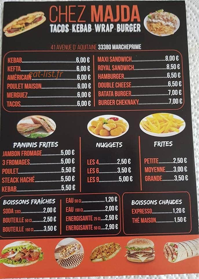 Chez Majda — carte page 2