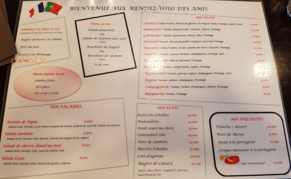 Au Rendez Vous des Amis — carte page 1