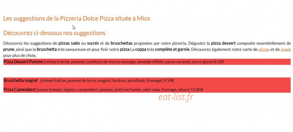 Dolce Pizza — carte page 5