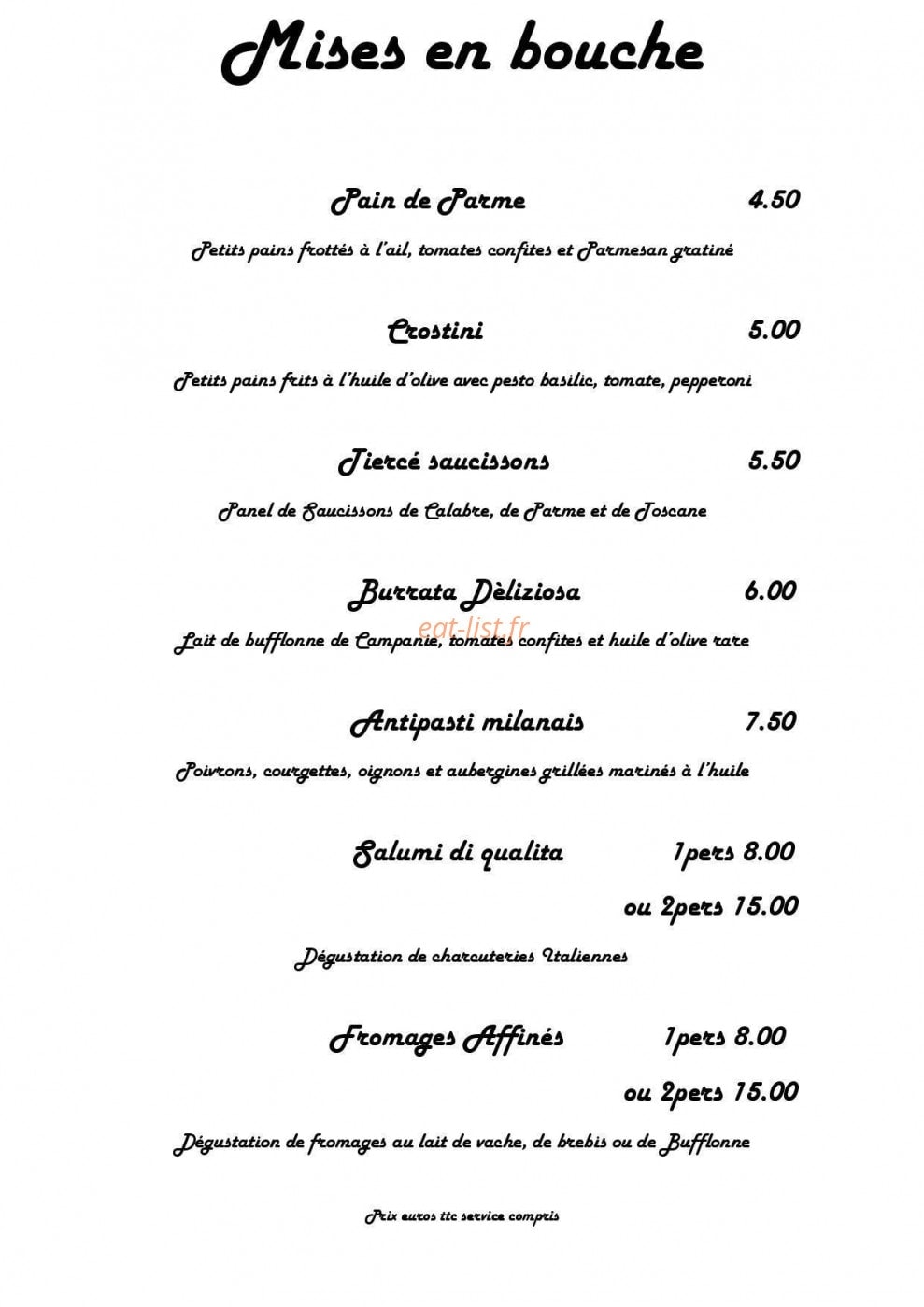 Jambons 10 Vins — carte page 1
