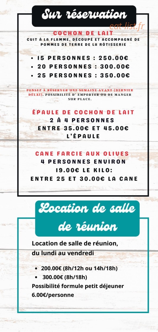 Carte et menu de Rôtisserie Du Val De L'eyre à Mios — Les informations