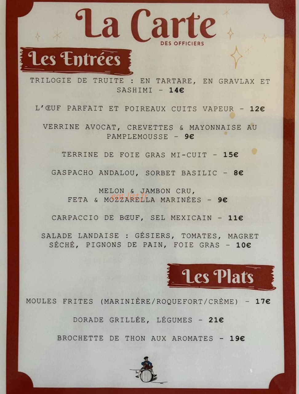L'Auberge des Officiers — carte page 1