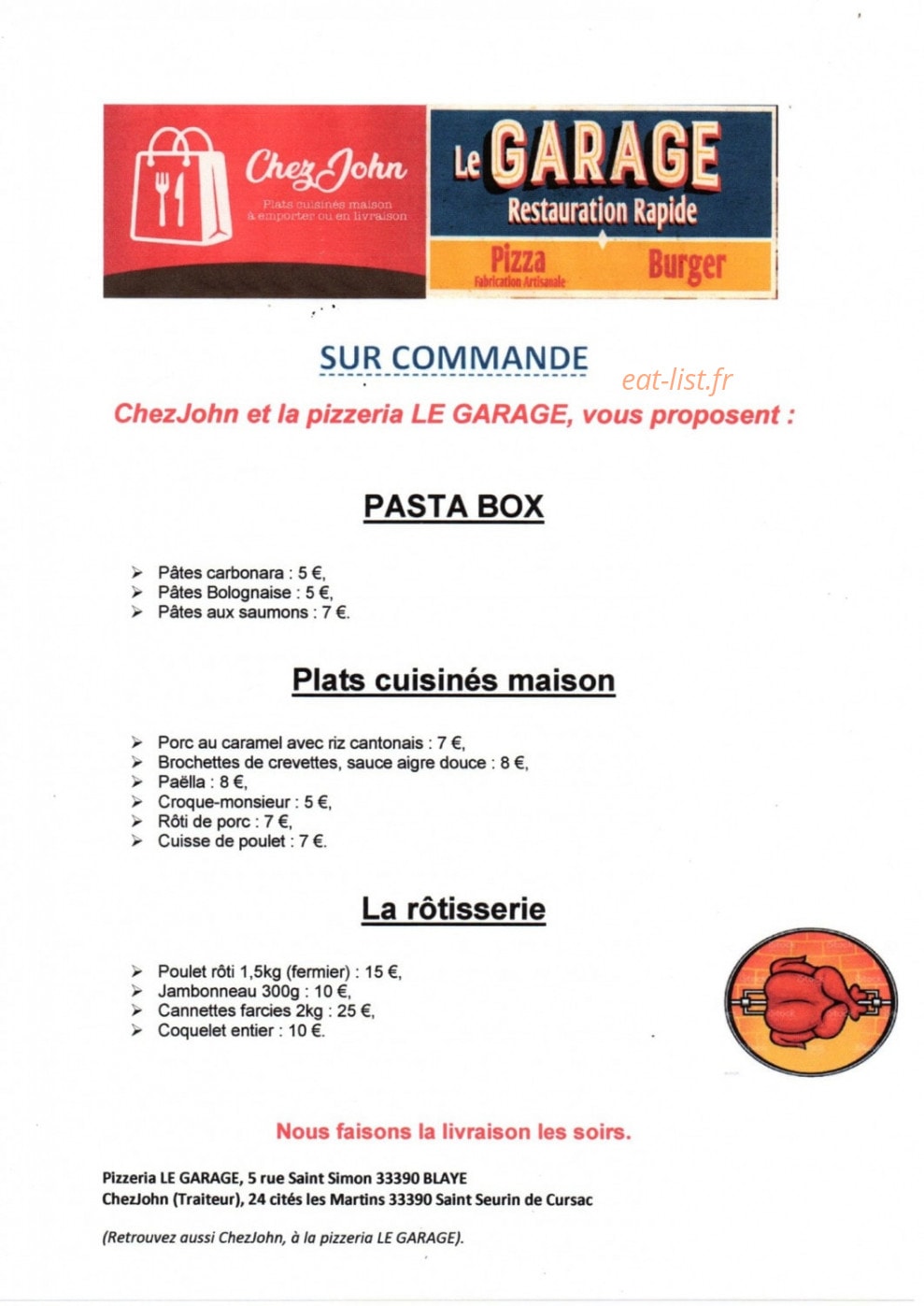 Le garage — carte page 1