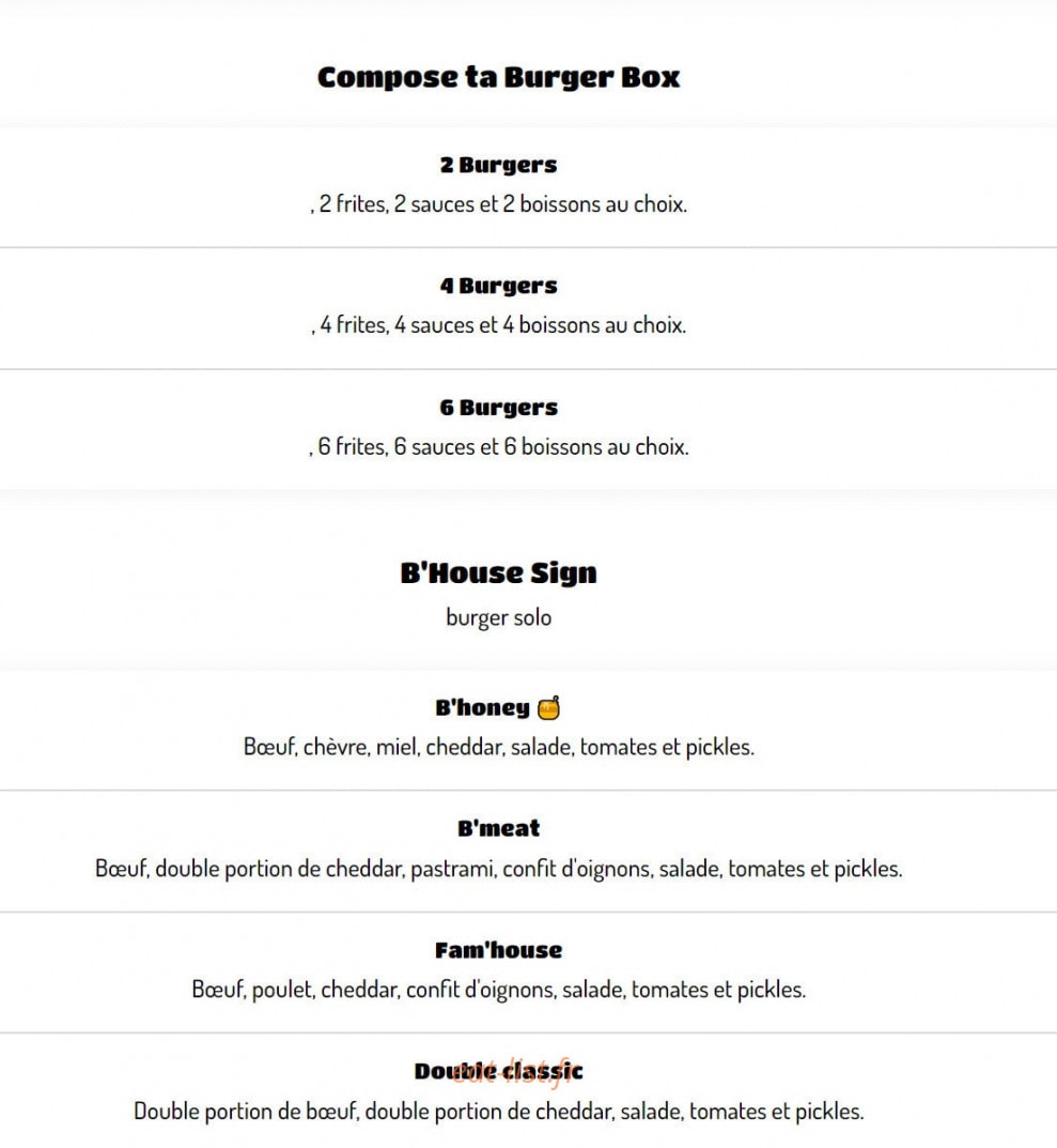 B’House — carte page 2