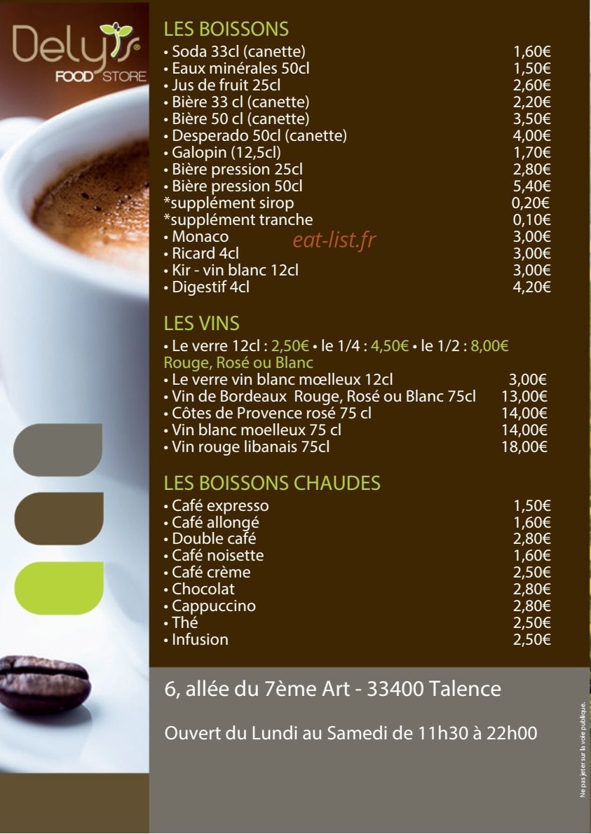 Dely's Food Store — carte page 4