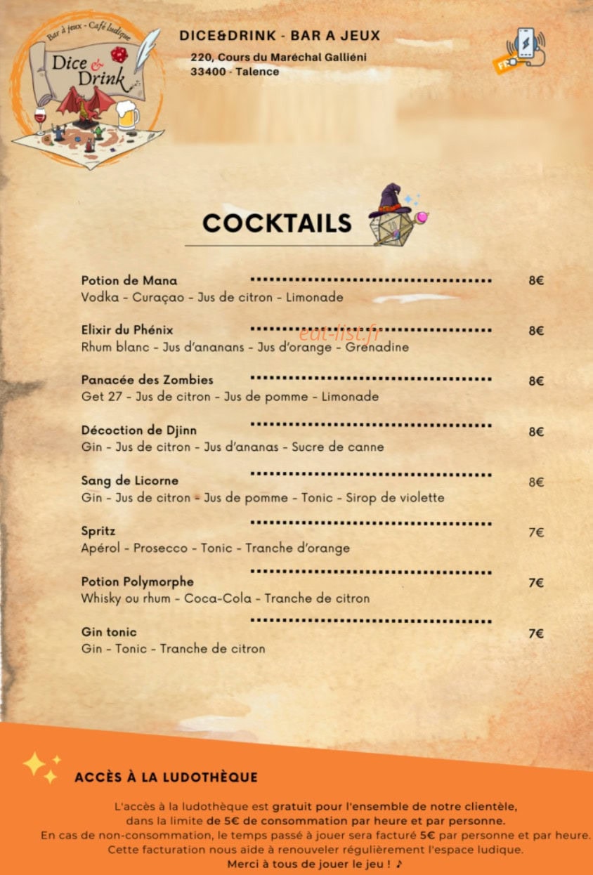 Dice & Drink — carte page 4