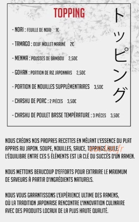 Kawayoshi Ramen — carte page 3