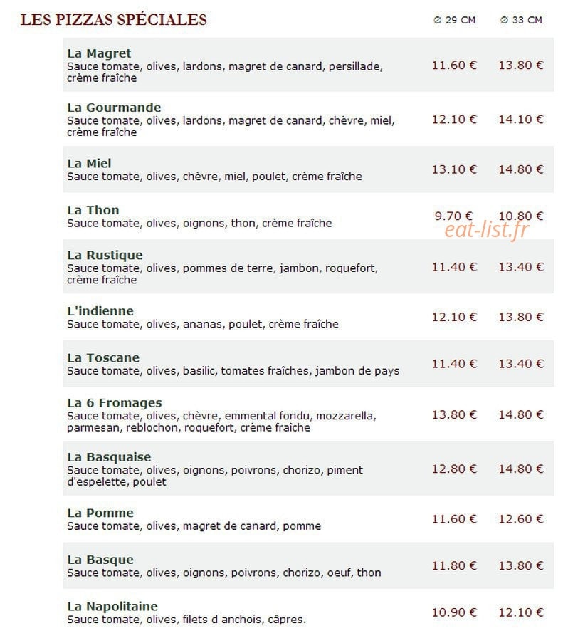 Le Kiosque à Pizzas — carte page 3