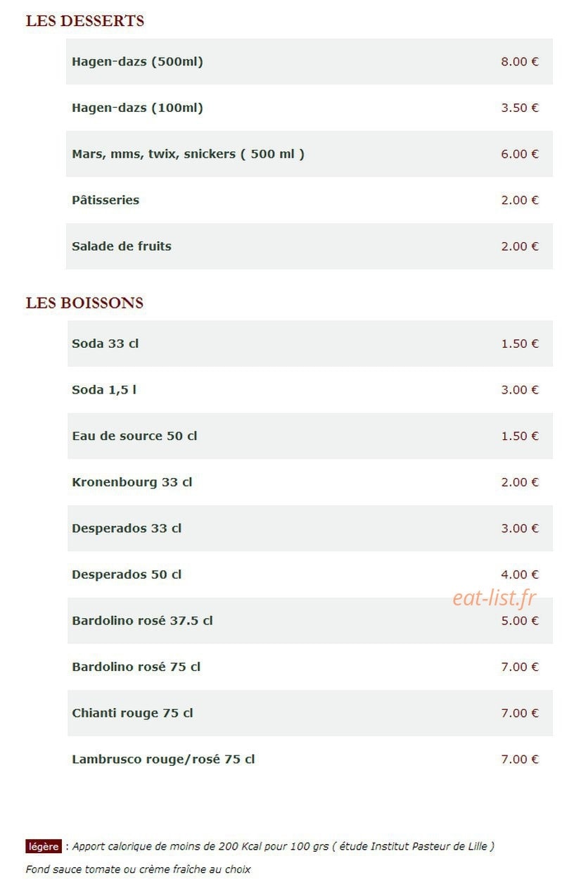 Le Kiosque à Pizzas — carte page 5