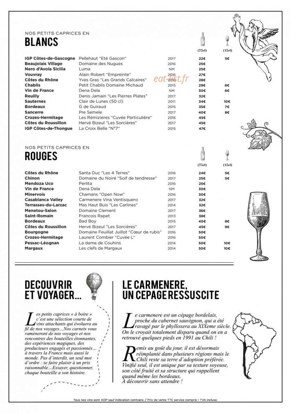 Les Petits Caprices — carte page 6