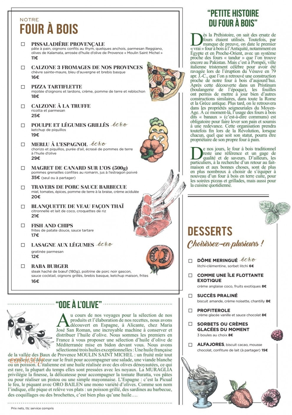 Les Petits Caprices — carte page 2