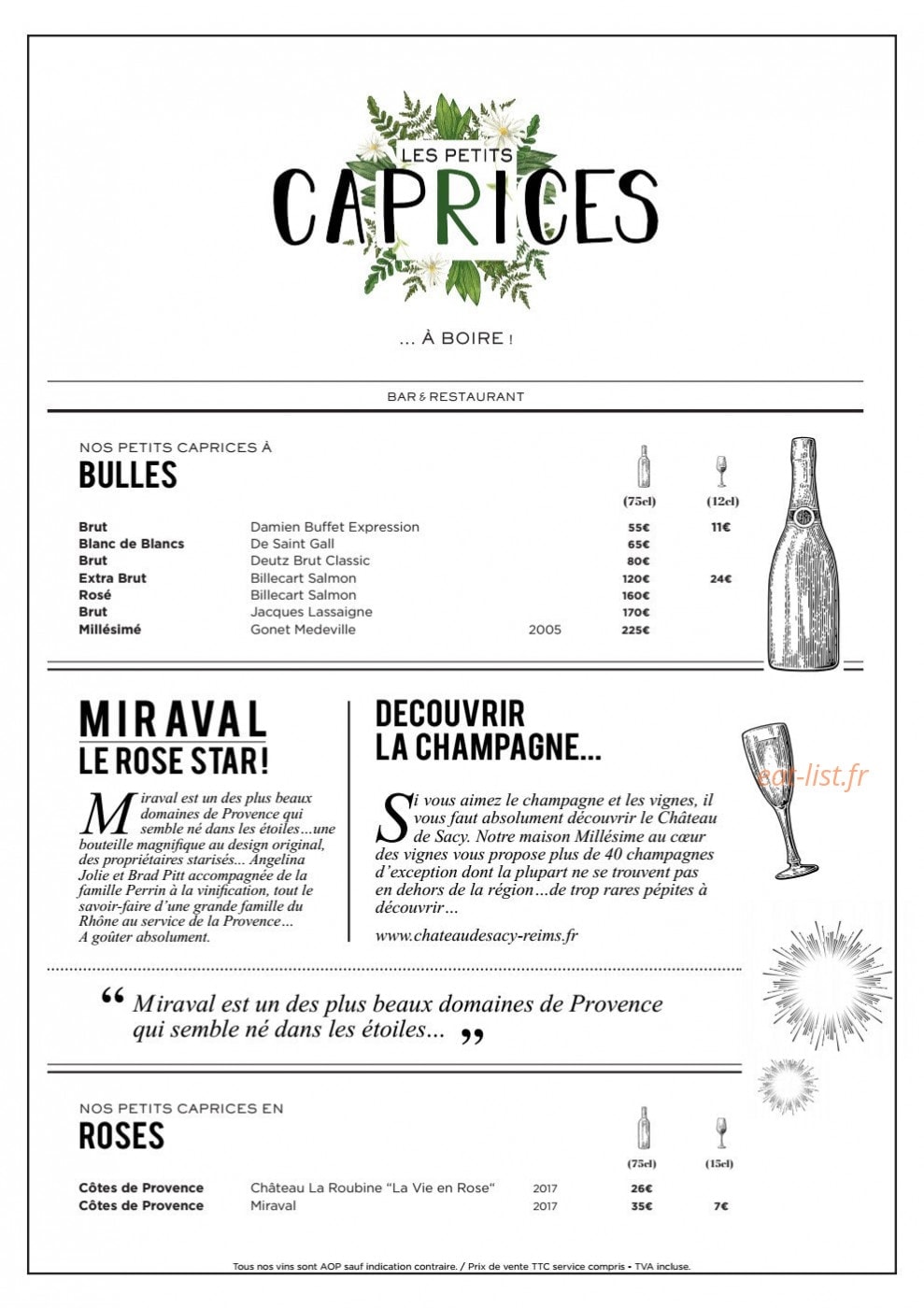 Les Petits Caprices — carte page 5