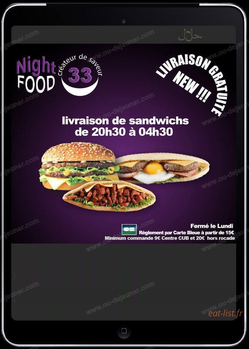 Night Food 33 — carte page 1