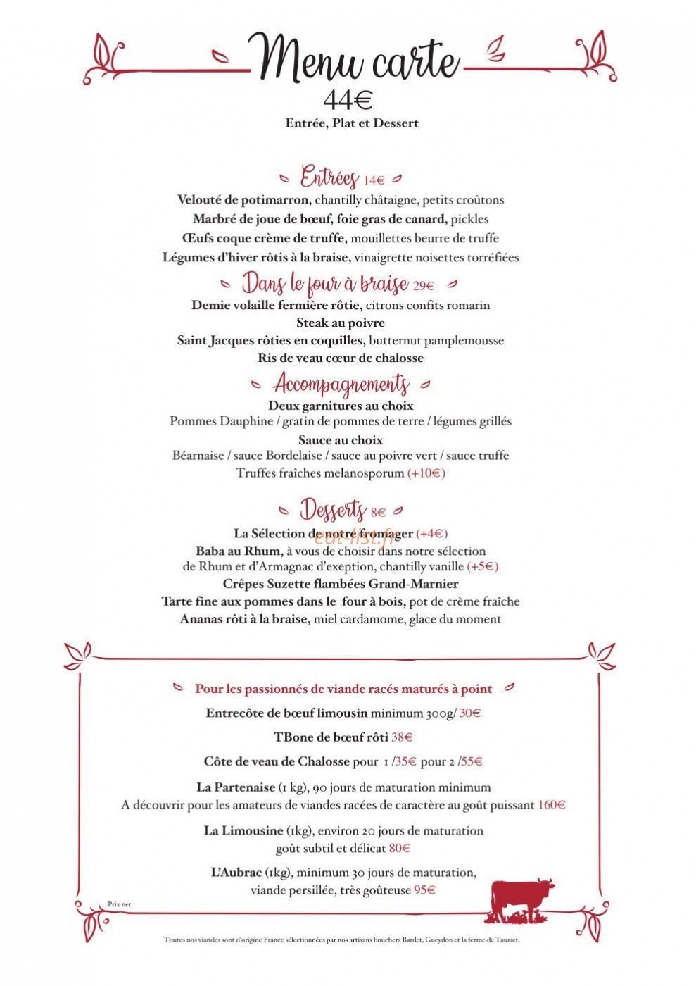 Restaurant Marguerite — carte page 1