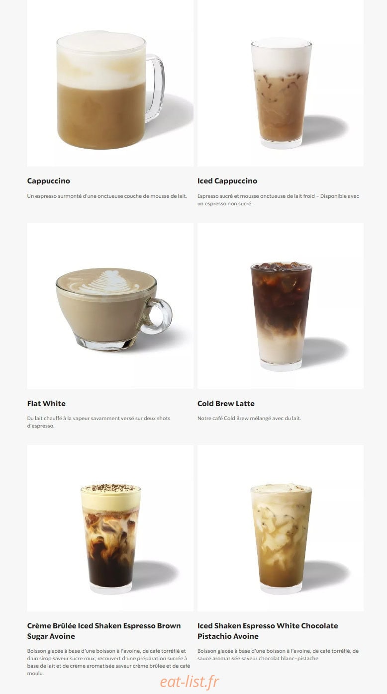 Starbucks Coffee — carte page 2
